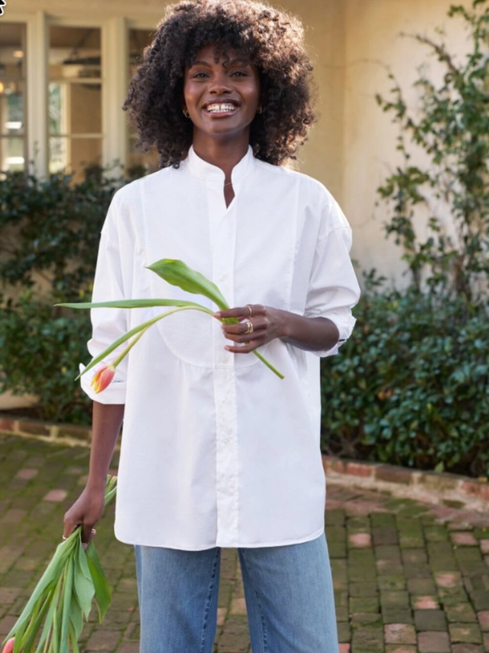 FRANK & EILEEN Victoria 100% Cotton White Oversized Italian Tuxedo Shirt L $348